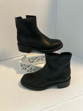 Double-H 6110 Men's Black Leather Side Zipper Ankle Boots Size 7.5 D